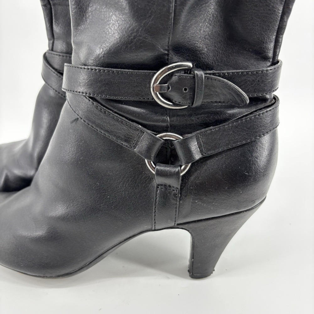 Naturalizer Fashion Boots Black Tall Heel Comfort With Buckle, Size 8.5M - Picture 5 of 10